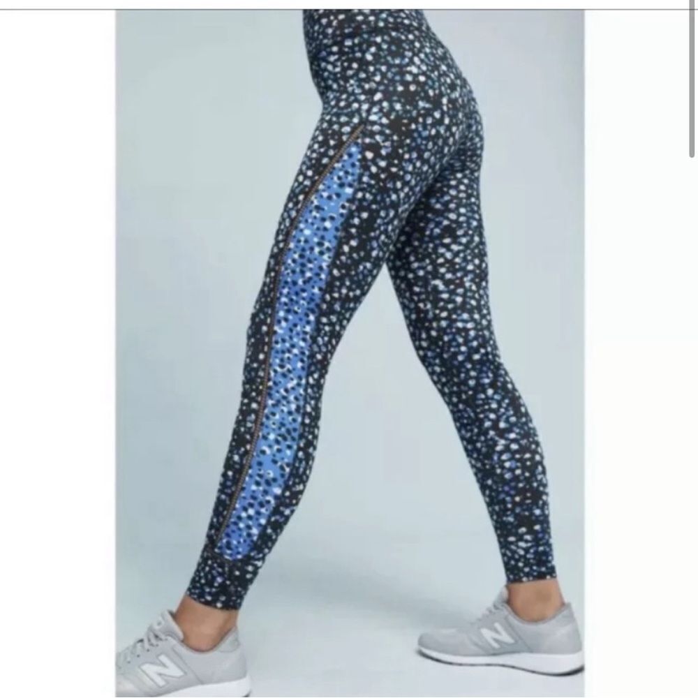 BEYOND YOGA Lux Droplets Print High Waisted Leggings Black Blue- Size Small